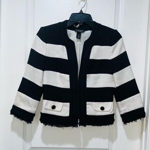 Stylish Black and White Striped Blazer
